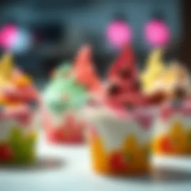 Delicious Variety of Frozen Yogurt Colorful frozen yogurt cups with toppings