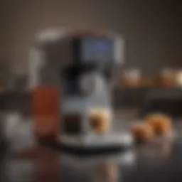 Elegant design of a compact grind and brew coffee maker