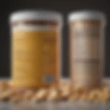 Nutritional Label Comparison A side-by-side comparison of nutritional labels from different whey protein brands