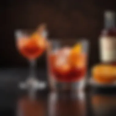 Classic Negroni Presentation An elegant glass showcasing a classic Negroni cocktail, garnished with an orange twist