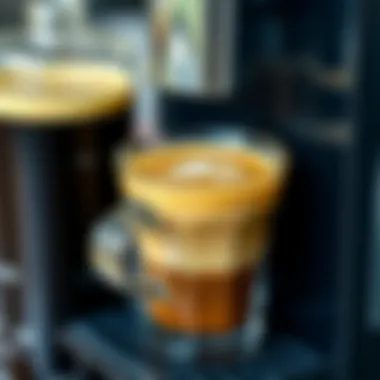 Brewed cup of coffee from Nespresso machine with crema