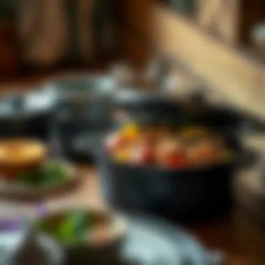 Cast iron oven pot showcasing delicious stew