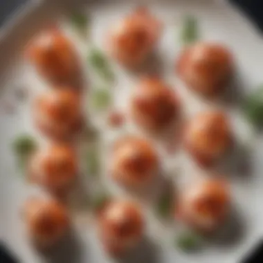 Artistic Presentation of Bacon Wrapped Scallops An overhead view of bacon wrapped scallops arranged artistically on a table setting