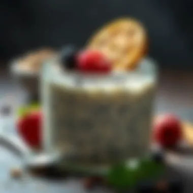 Chia Seed Infused Delicacy A close-up view of creamy chia seed pudding with oats