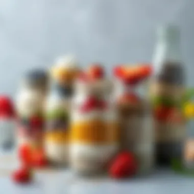 Variety of Flavor Profiles Colorful jars of overnight oats displaying various flavor combinations