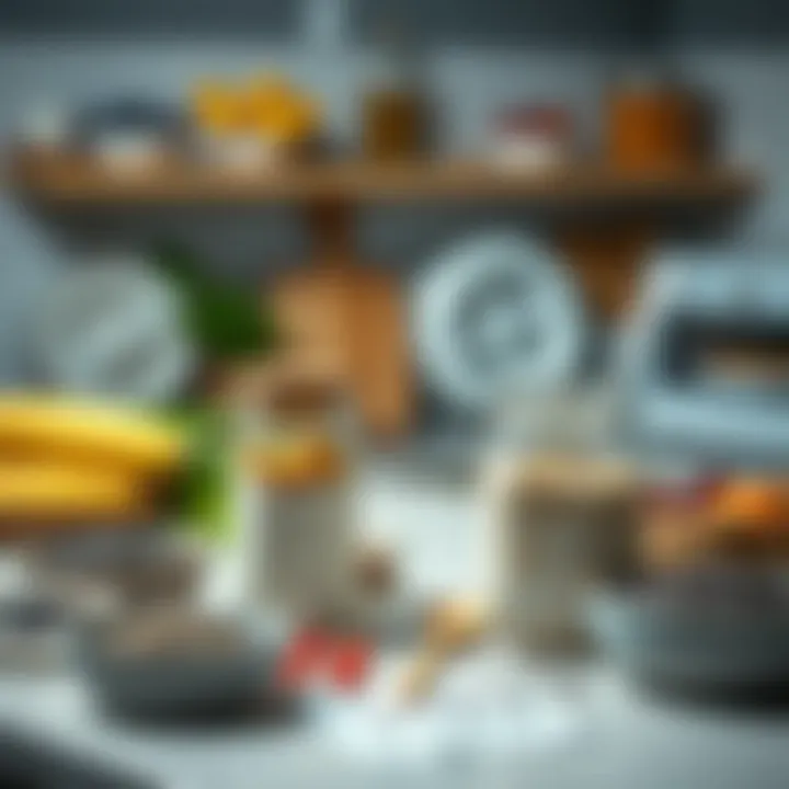 Ingredient Essentials for Overnight Oats A modern kitchen setup featuring ingredients for overnight oats