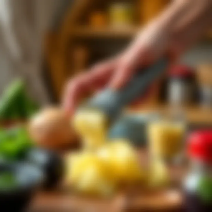 Illustration of maintenance tips for the Oxo Good Grips potato peeler, emphasizing care and longevity