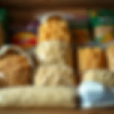Essential Grains and Pasta Bags of grains and pasta arranged neatly