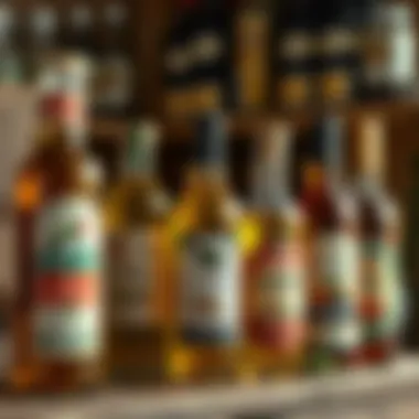 Flavorful Oils and Vinegars Bottles of oils and vinegars in a rustic pantry