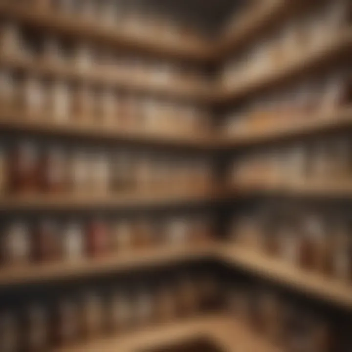 A beautifully organized pantry shelf filled with labeled jars and containers