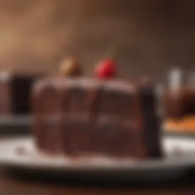 Decadent Chocolate Delight Rich chocolate cake slice with glossy ganache
