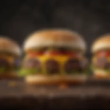 Different doneness levels of cooked burger patties