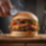 Precision thermometer checking burger temperature