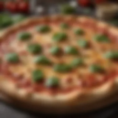 Beautifully Baked Pizza A beautifully baked pizza with melted cheese and fresh basil