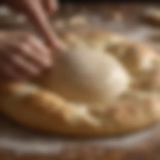 A close-up view of freshly kneaded pizza dough resting