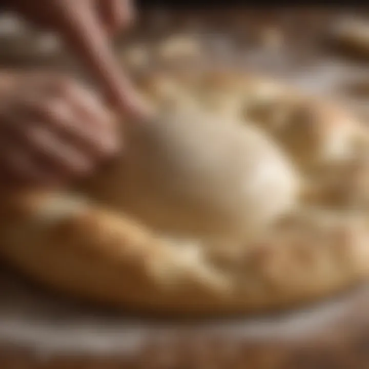 A close-up view of freshly kneaded pizza dough resting
