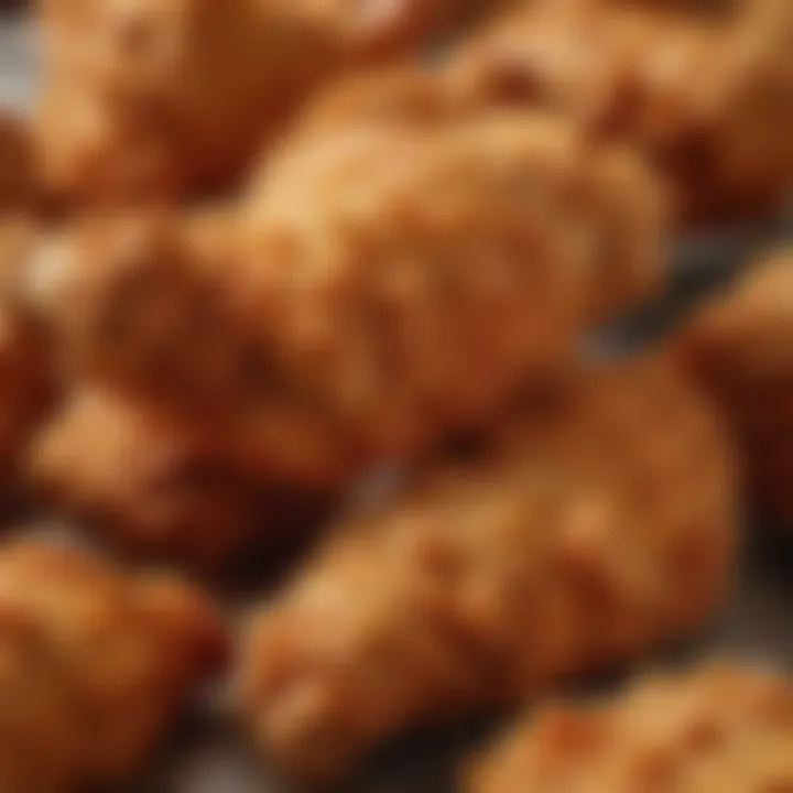 A close-up view of crispy fried chicken