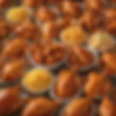 A colorful display of various chicken dishes