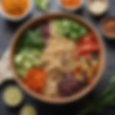 Quinoa Bowl Packed with Healthy Ingredients A colorful bowl of quinoa topped with assorted vegetables and legumes