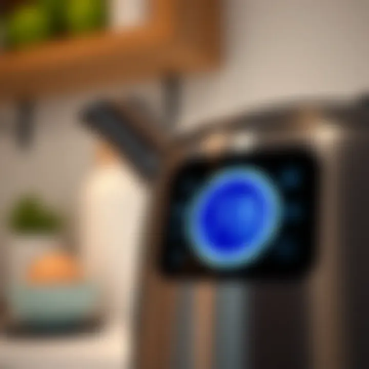 Close-up of the digital interface of a programmable kettle