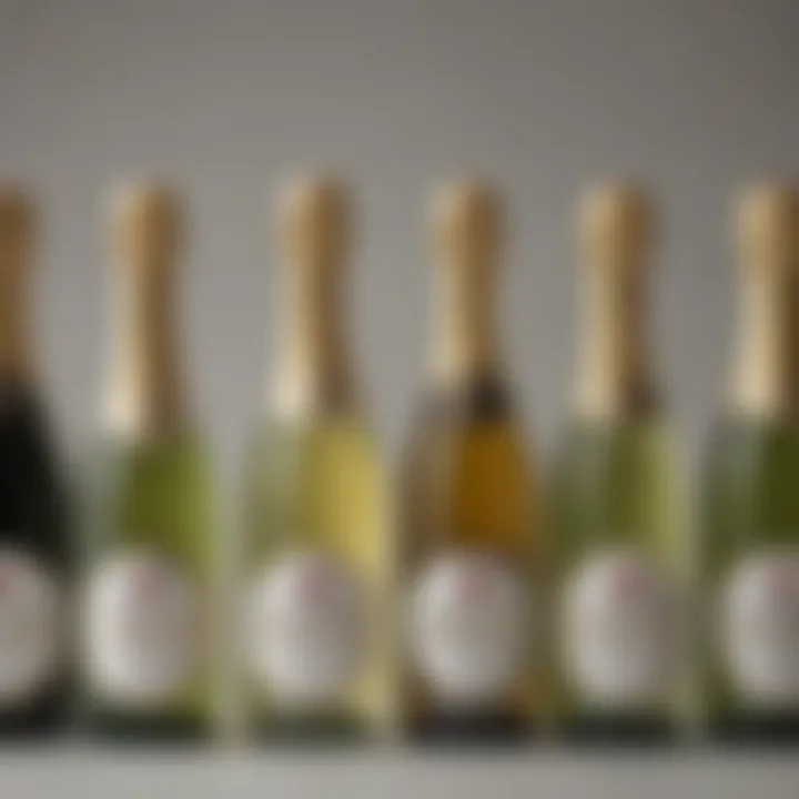 An assortment of Prosecco bottles showcasing various brands and labels in a stylish display.