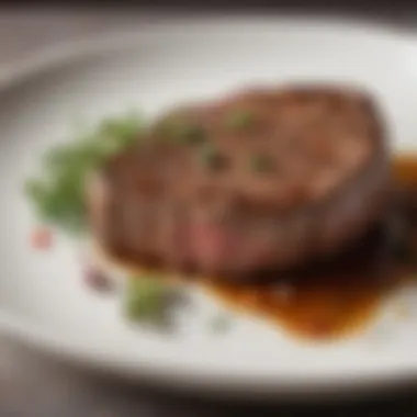 A visually appealing plate of cooked steak garnished with herbs, emphasizing its protein richness.