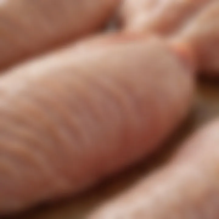 A close-up of raw chicken breast showcasing its texture and quality.