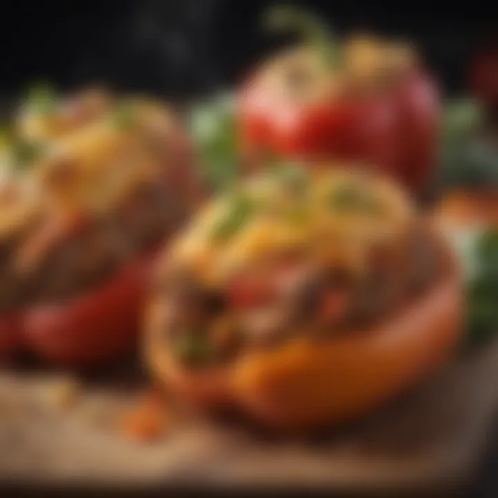 Delicious hamburger meat stuffed peppers