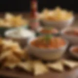 A vibrant display of Raider Tostitos alongside various dips