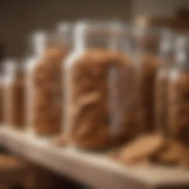 Charming Storage for Granola Cookies A jar filled with granola cookies, showcasing an inviting storage solution.