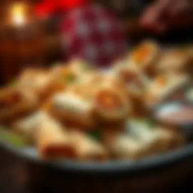 A vibrant plate of assorted rollitos showcasing various fillings