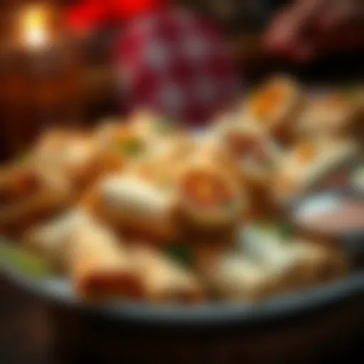 A vibrant plate of assorted rollitos showcasing various fillings