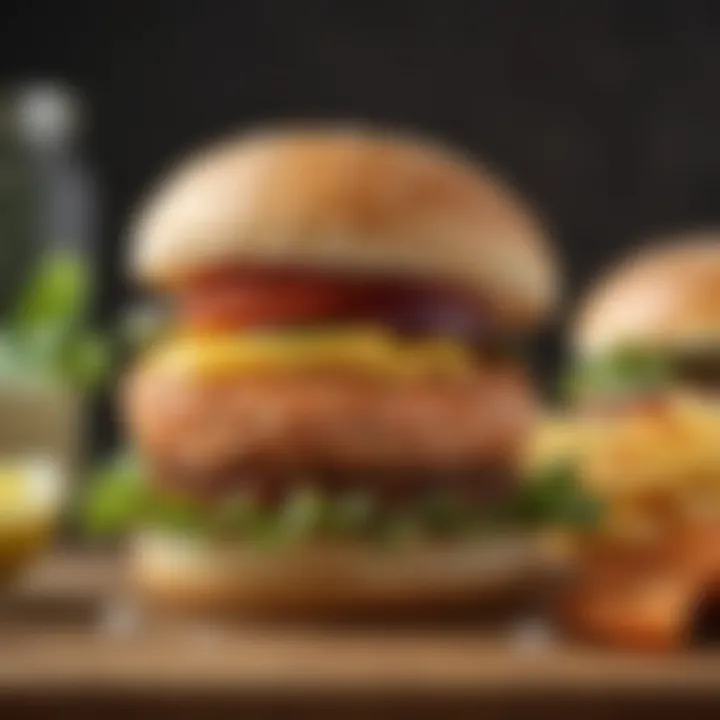 An assortment of ingredients showcasing the quality of SeaPak salmon burgers