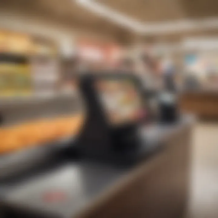 Grocery items being scanned at self-service checkout