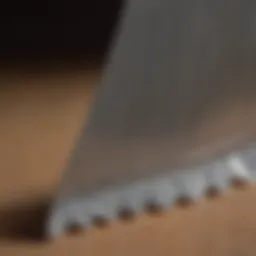 Close-up of a serrated blade showcasing its unique edge
