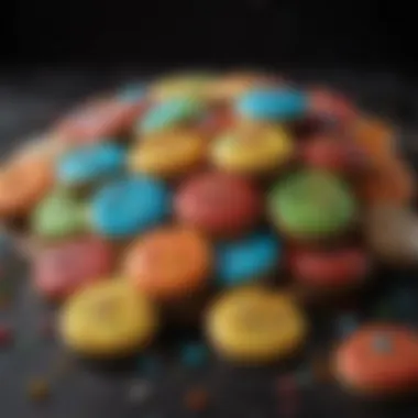 Colorful Birthday Cookies A variety of colorful birthday-themed cookies arranged creatively