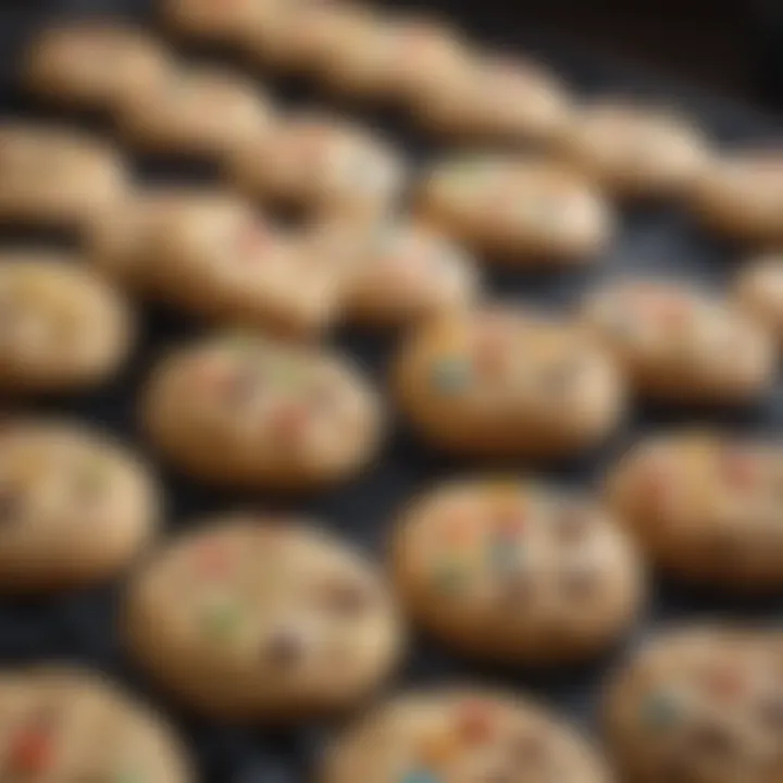 Fresh cookies cooling on a rack, showcasing their texture