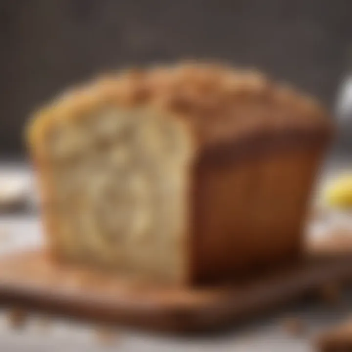 A beautifully sliced banana bread, highlighting its fluffy texture