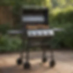 Compact propane flat top grill in a serene outdoor setting