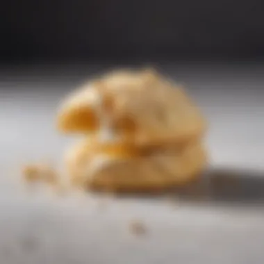 Tender Texture of a Sour Cream Cookie A delicious sour cream cookie cut in half, showcasing its tender texture and rich interior