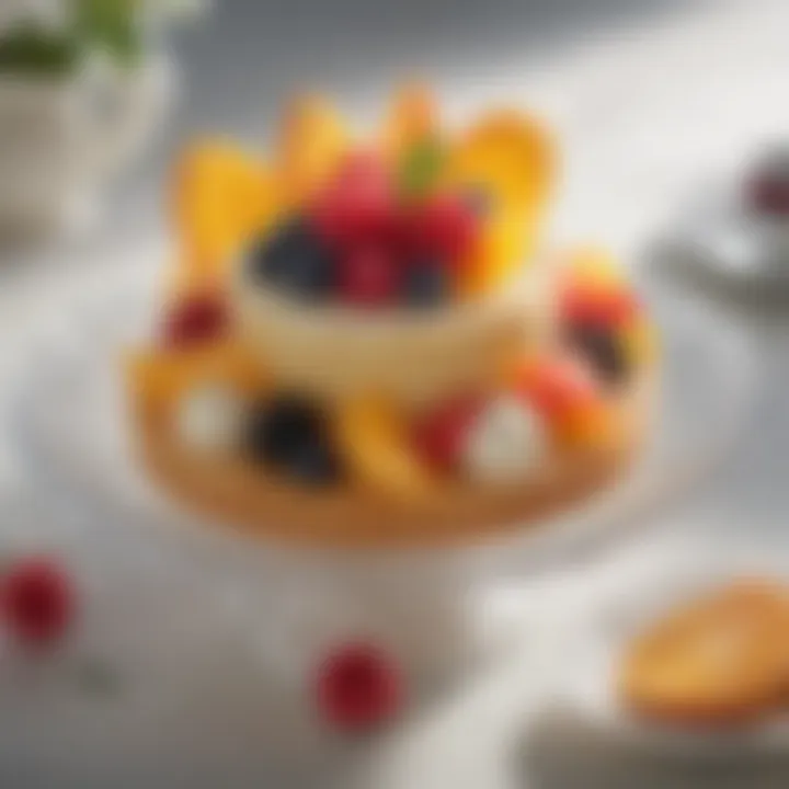 A delicate dessert showcasing seasonal fruits and light pastry