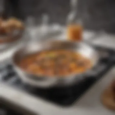 Modern Stainless Steel Skillet Stainless steel skillet on a modern stovetop