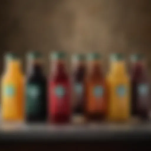 An assortment of Starbucks coffee syrups showcasing various flavors.