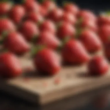 Close-up of strawberries with nutritional information