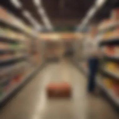 Price Comparison for Informed Purchasing A shopper comparing prices on different grocery items