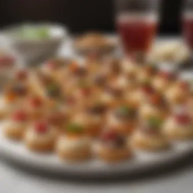 Gourmet Appetizers Presentation Delicious assortment of hors d'oeuvres beautifully displayed on a table