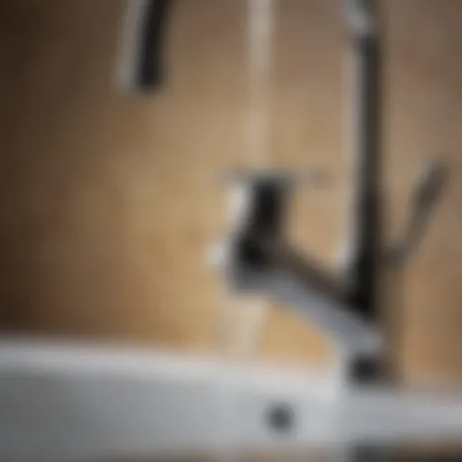 Visual representation of hard water deposits on a faucet
