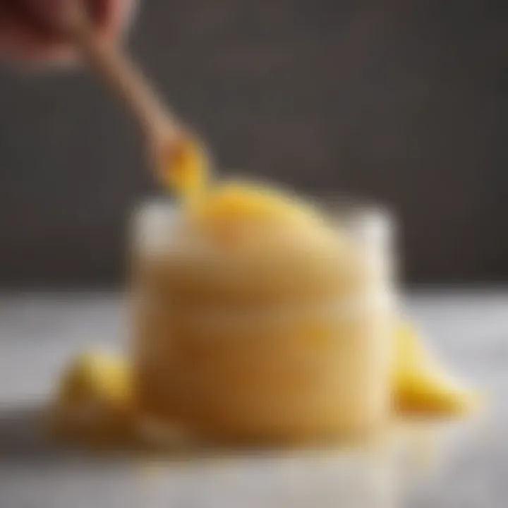 Close-up of a sugar honey lemon scrub