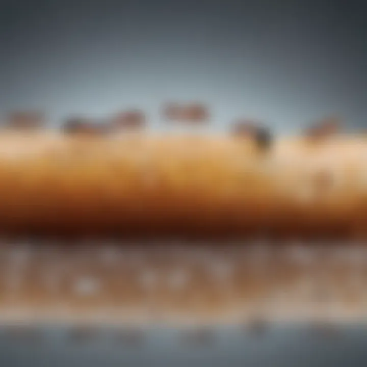 Illustration depicting the behavioral patterns of ants attracted to sugar.