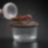 Close-up view of a sugar water ant trap showcasing its design and functionality.